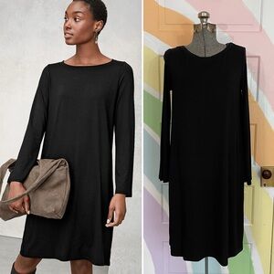 NWT Eileen Fisher Fine Tencel Jersey Bateau Neck Long Sleeve Dress - Sz S 🧡🎀